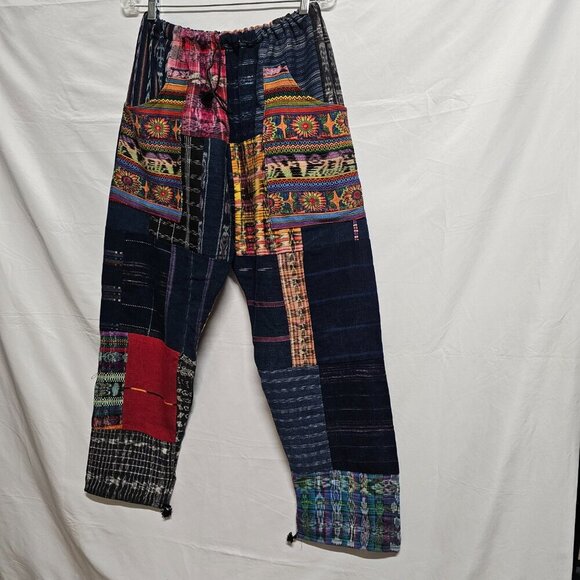 Guatemalan Boho Multicolor Multipattern Unisex Artsy Pants Woven Embroidery Uniq - Picture 5 of 15
